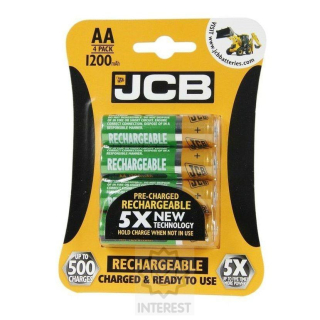 Nabíjecí baterie AA/HR6 1200mAh JCB RTU, 4 ks (blistr)