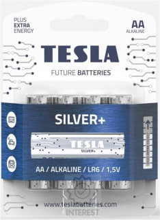 Tesla - SILVER Alkaline baterie AA (LR06, tužková, blister) 4 ks.