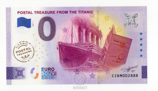 Eurobankovka - Titanic s razítkem.