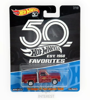 Hot Wheels angličák - 50 let '78 Dodge Li’l Red Express Truck Red.