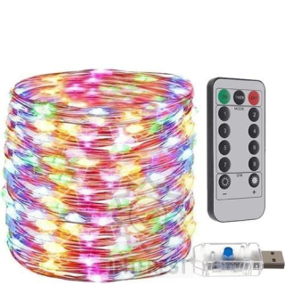 Vánoční osvětlení USB na dálkové ovládaní - 300 LED barevn - (K134036)