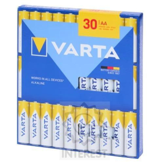 Alkalická baterie VARTA AA LR6 1,5V 30 kusů.