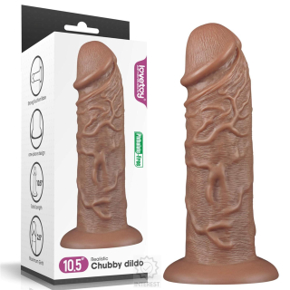 LoveToy - Realistické Chubby Dildo 10,5" hnědé s přísavkou.